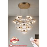RANSOM İthal Seri 4 Toplu Dron Büyük Led Avize 3 Renk Kumandalı Rose Gold Kasa Ledli Salon Avizesi