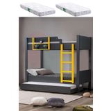 Ranza, Asya Ayrılabilir Yavrulu Ranza, Antrasit - Sarı + 2 Adet Comfort Yatak