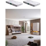 Ranza, Milano 2li Ranza 3 Kapaklı Dolap 2 Adet Comfort Yatak - Ceviz - 100 x 100 cm