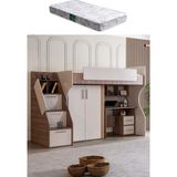 Ranza, Milano Dolaplı Çalışma Masalı Modern Ranza+ 1 Adet Comfort Yatak - Ceviz - 100 x 100 cm
