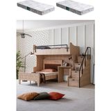 Ranza, Polo Çift Kişilik Çalışma Masalı Ceviz Ranza + 2 Adet Comfort Yatak - 100 x 100 cm