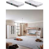 Ranza, Vita Bohem Yavrulu Ceviz Ranza 4 Kapaklı Dolap 2 Adet Comfort Yatak - 100 x 100 cm