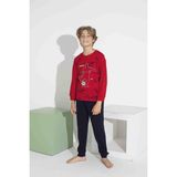Rapapa Erkek Çocuk Uzun Kol Interlook Pamuklu Pijama Takımı 7407 - Kırmızı - 5 - 6 Yaş