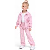 Rapapa Kız Çocuk Gabardin 3 Parça Pembe Ceketli Takım – Nakış Detaylı Ceket, Basic Body ve Pantolon Set 9920 - 3 - 4 Yaş