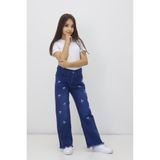 RAPİDO LİFE Kız Çocuk Kurdele Nakışlı Basic Kot Pantolon Denim Jean Rahat Tarz Çocuklar