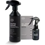 Rapidshine + Glasshield Sprey-Avantajlı Set-Araç Bakım Seti-Hızlı Nano Seramik Kaplama ve Araç Camları için Nano Yağmur Kaydırıcı 2li Set, Derin Parlaklık, Su ve Leke İtici