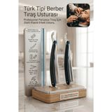 Rapira Profesyonel Berber Usturası - 2'li Set Sakal Şekillendirme ve Pürüzsüz Tıraş İçin Jiletli Klasik Erkek Ustura, Türk Tipi Çelik Tıraş Bıçağı 721910 - 2 ADET