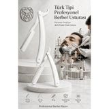 Rapira Türk Tipi 2 Li Beyaz Profesyonel Berber Usturası, Sakal Şekillendirme ve Pürüzsüz Tıraş Için Jiletli Klasik Erkek Ustura, Türk Tipi Çelik Tıraş Bıçağı 723343