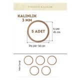 Rapithwin 50 cm Vidasız Ahşap Kasnak, 5 Adet, 3 mm (2,7 mm) Kalınlık