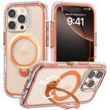 RAPTIC iPhone 16 Pro Max Kılıf için 360°Spin Manyetik Stand, Magsafe ile Uyumlu, [360° Hava Dolu AirJoy Boncukları] Askeri Sınıf Darbeye Dayanıklı Koruyucu Kılıf, Kickstandlı, 17,5 cm Orang