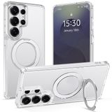 RAPTIC MagSafe ile Uyumlu S26 Ultra Kılıf için Manyetik Stand, [Askeri Sınıf Düşme Testi] [Dahili Kickstand] Darbeye Dayanıklı Koruyucu Parmak İzi Önleyici İnce Kılıf, Stand/Şeffaf