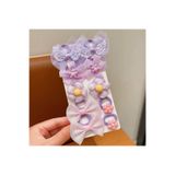 Rapunzel Accessories 10'lu Mor Çiçek Fiyonk Kelebek Melek Desenli Prenses Toka - 5 Çift Yumuşak Lastik Toka