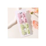 Rapunzel Accessories 4 lü Fiyonk Kalp Desenli Pembe Yeşil Klips Dolgulu Toka Seti - Pembe Yeşil Toka