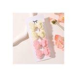 Rapunzel Accessories 4 lü Fiyonk Kalp Detaylı Pembe Sarı Klips Dolgulu Toka Seti - Sarı Pembe Toka