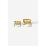 Rarart Concept Kare Ayaklı Gold Metal 2’li Kase - Çok Amaçlı Dekoratif Düzenleyici - Chi-chi