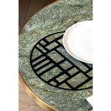 Rarart Conceptsiyah Metal Dekor Supla Seti - Modern Geometrik Desenli Tabak Altlığı - Posavasos