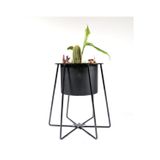 Rarart Conceptsiyah Metal Geometrik Ayaklı Çiçek Saksısı - Bahçe Ve Balkon Dekoru - Hexagon