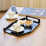 Rarart Siyah Metal Çay & Kahve Tepsisi - Dekoratif Sunum Tepsisi - Moderna - 23 cm