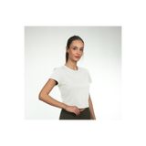 RARE SEASON Kadın, %95 Pamuklu Nefes Alan Kumaş, Bisiklet Yaka, Basic Crop, Kısa Kollu T-shirt, Beyaz