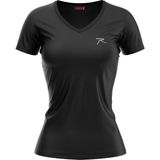 Raru Kadın %100 Pamuk Siyah T-Shirt V Yaka Rahat Kesim Günlük Kullanım İçin - 2XL