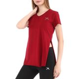 Raru Kadın %100 Pamuk V Yaka T-Shirt Fragum Bordo - XL