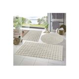 Raschel Carpet Balat Halı 3' Lü Kaymaz Taban Bubble Peluş Banyo Paspası Krem 50x50(YUVARLAK)-50x50 Ve 50x70