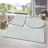 Raschel Carpet Balat Halı 3'lü Kaymaz Taban Bubble Peluş Banyo Paspası 50 x 50(YUVARLAK)-50 x 50 ve 50 x 70 - Beyaz