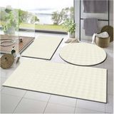 Raschel Carpet Balat Halı 3'lü Kaymaz Taban Bubble Peluş Banyo Paspası 50 x 50(YUVARLAK)-50 x 50 ve 50 x 70 - Krem