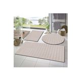 Raschel Carpet Balat Halı 3'lü Kaymaz Taban Bubble Peluş Banyo Paspası 50x50(YUVARLAK)-50x50 Ve 50x70