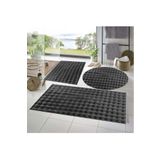 Raschel Carpet Balat Halı 3'lü Kaymaz Taban Bubble Peluş Banyo Paspası Koyu Gri 50x50(YUVARLAK)-50x50 Ve 50x70