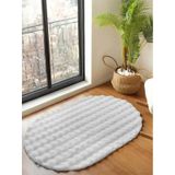 Raschel Carpet Beyaz Yumuşak Bubble Kaymaz Özel Taban Oval Peluş Halı Yolluk