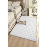 Raschel Carpet Beyaz Yumuşak Bubble Kaymaz Özel Taban Peluş Halı Yolluk, 100 x 420