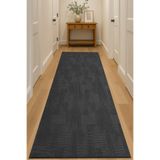 Raschel Carpet Bohem Koyu Gri Emboss Premium Seri Kaymaz Taban Jel Taban Halı Yolluk Antre Hol