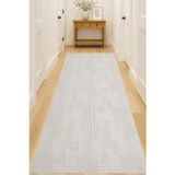 Raschel Carpet Bohem Krem Emboss Premium Seri Kaymaz Taban Jel Taban Halı Yolluk Antre Hol