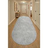 Raschel Carpet Bohem Oval Açık Gri Emboss Premium Seri Yeni Nesil Kaymaz Taban Jel Taban Halı Yolluk Antre Hol