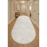 Raschel Carpet Bohem Oval Krem Emboss Premium Seri Yeni Nesil Kaymaz Taban Jel Taban Halı Yolluk Antre Hol