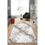 Raschel Carpet Çizgi Desenli Kahverengi Kaymaz Taban Kalın Peluş Halı Yolluk, 150 x 80
