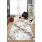 Raschel Carpet Çizgi Desenli Kahverengi Kaymaz Taban Kalın Peluş Halı - Yolluk