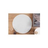 Raschel Carpet Dekoratif Beyaz Peluş Yumuşak Yuvarlak Oval Halı, 80 x 80