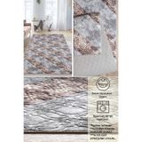 Raschel Carpet Gri Emboss Desenli Kalın Yumuşak Kaymaz Özel Taban Halı Yolluk, 120 x 300