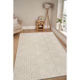 Raschel Carpet Kaymaz Taban Moopy Krem Rengi Bukleli Yumuşak Soft Dokuma Yolluk Halı Salon Halısı LP1003A, 80 x 130