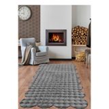 Raschel Carpet Lazer Kesim Açık Gri Yumuşak Bubble Kaymaz Özel Taban Peluş Halı Yolluk
