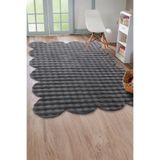 Raschel Carpet Lazer Kesim Koyu Gri Yumuşak Bubble Kaymaz Özel Taban Peluş Halı Yolluk