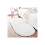 Raschel Carpet Oval Kesme Yolluk Kaymaz Taban Kalın Yumuşak Peluş Halı Özel Taban Beyaz, 100 x 380