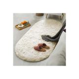 Raschel Carpet Oval Kesme Yolluk Kaymaz Taban Kalın Yumuşak Peluş Halı Özel Taban Krem, 200 x 330