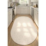 Raschel Carpet Oval Yıkanabilir Leke Tutmaz Moopy Krem Mutfak Halısı Kaymaz Taban Halı YENIMODELELIPS_1001A_KREM