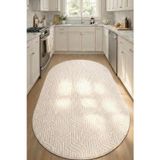 Raschel Carpet Oval Yıkanabilir Leke Tutmaz Moopy Krem Mutfak Halısı Kaymaz Taban Halı YENIMODELELIPS_1003A_KREM