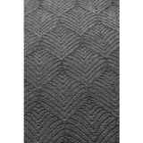 Raschel Carpet Premium Oval Yıkanabilir Leke Tutmaz Yaprak Emboss Koyu Gri Özel Seri Kaymaz Taban Halı Yolluk
