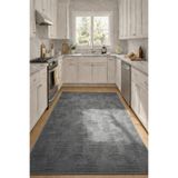 Raschel Carpet Premium Yıkanabilir Leke Tutmaz Emboss Bohem Koyu Gri Mutfak Halısı Özel Seri Kaymaz Taban Halı