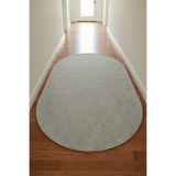 Raschel Carpet Yaprak Oval Açık Gri Emboss Premium Seri Yeni Nesil Kaymaz Taban Jel Taban Halı Yolluk Antre Hol